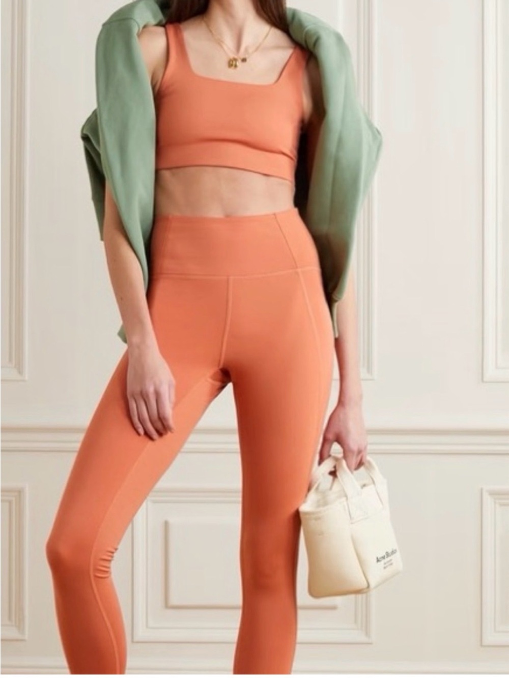 girlfriend collective Sports Bra and Legging SET both small - Apricot